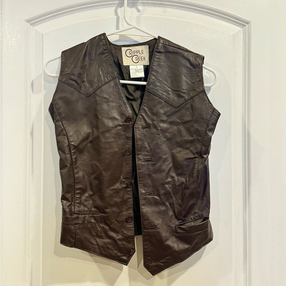Brown Authentic Leather Vest - Picture 1 of 3